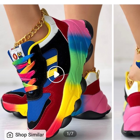 Colorblock Lace-up Platform Sneakers - Picture 1 of 5